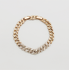 18K Rose Gold Plated White Enamel Curb Bracelet