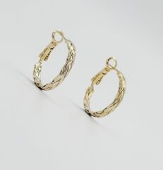 14K Gold Plated İtalian Tricot Hoop Küpe