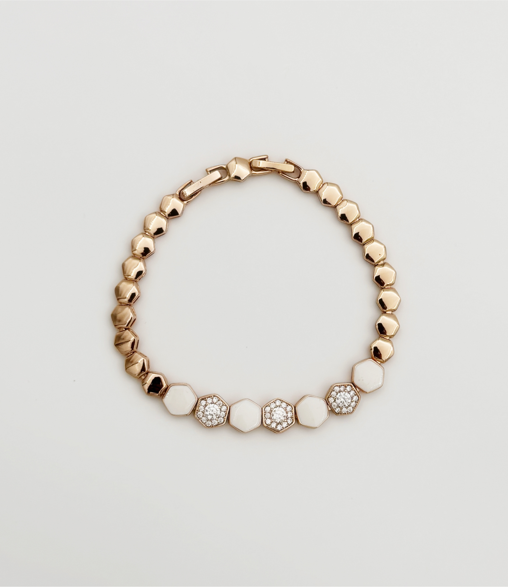 18K Rose Gold Plated White Hexagon Bracelet