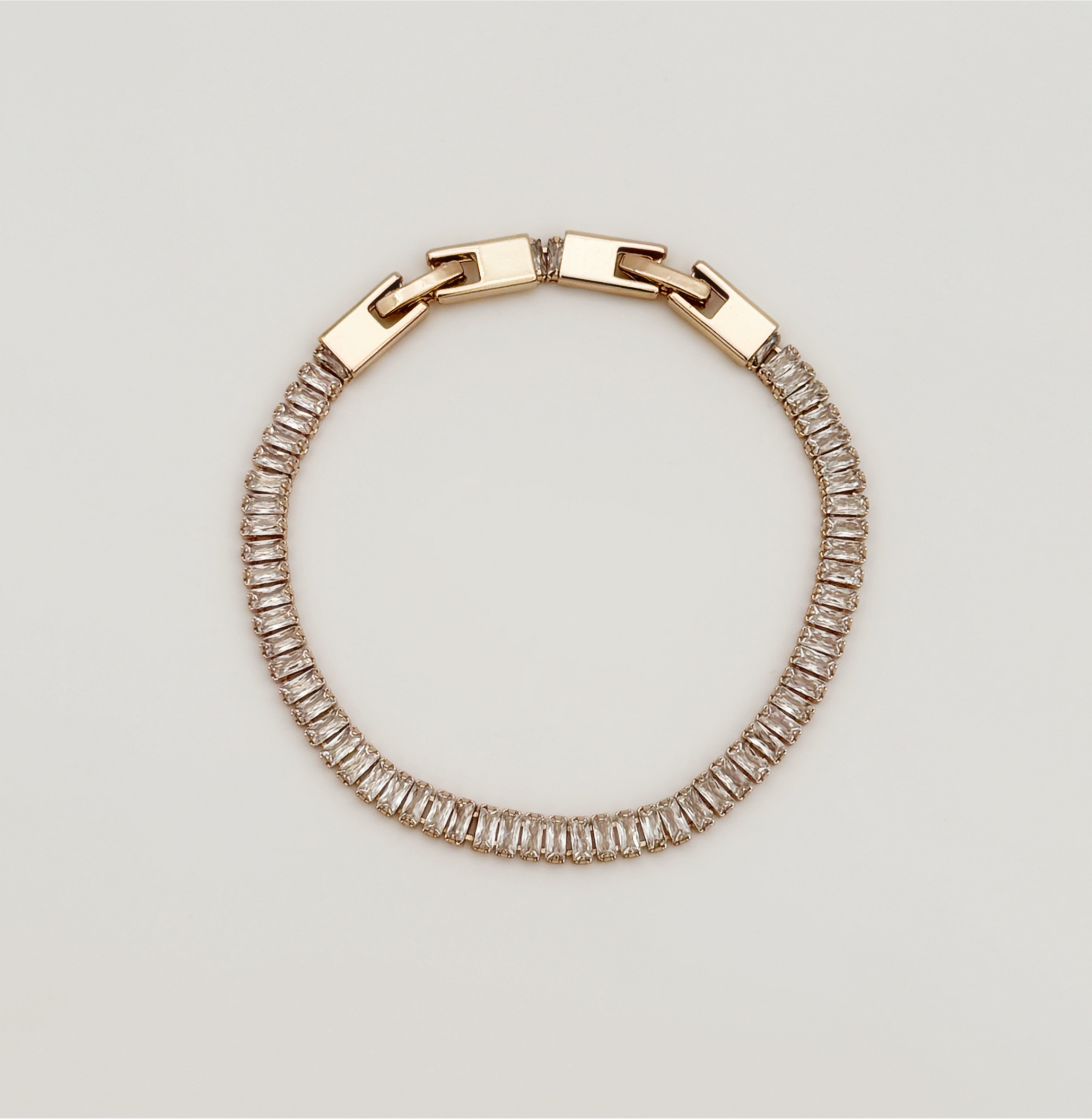 18K Rose Gold Plated Baget Su Yolu Bileklik