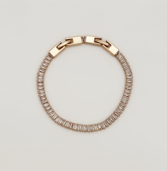 18K Rose Gold Plated Baget Su Yolu Bileklik