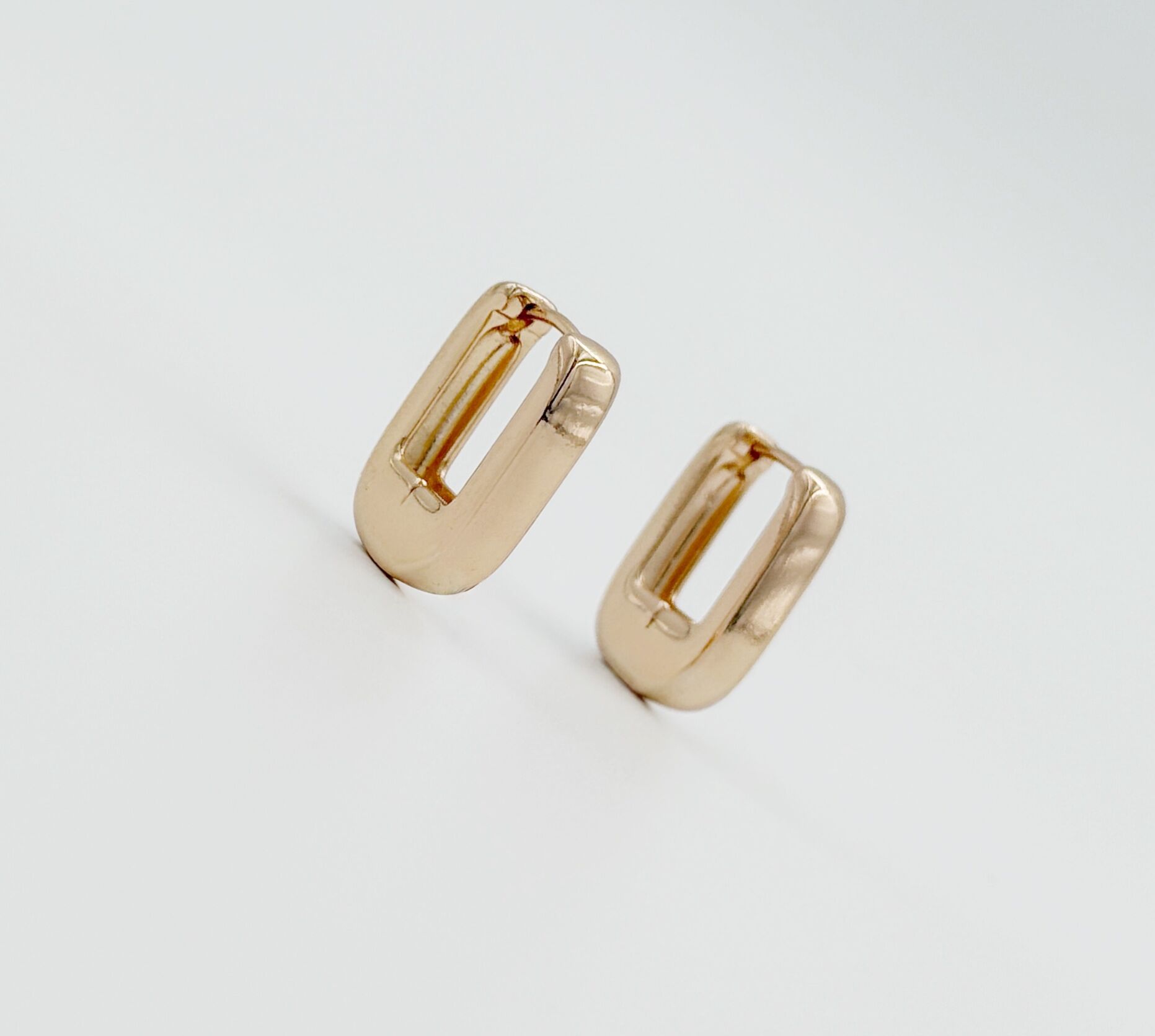 18K Rose Gold Plated Puffy U Hoop Küpe