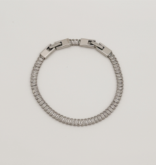 White Gold Plated Baget Su Yolu Bileklik