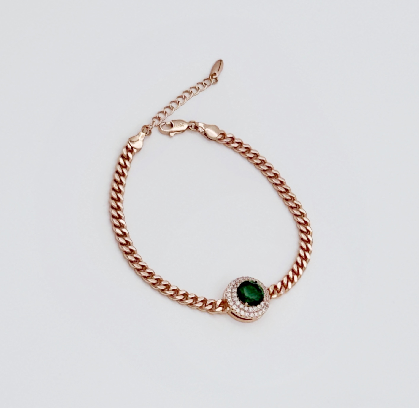 18K Rose Gold Plated Green Glow Bileklik