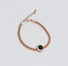 18K Rose Gold Plated Green Glow Bileklik