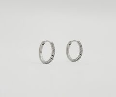 White Gold Plated Mince Shiny Hoop Küpe