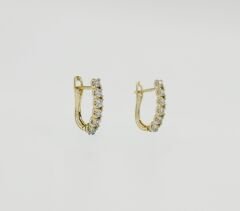 14K Gold Plated Shiny Stone U Hoop Küpe