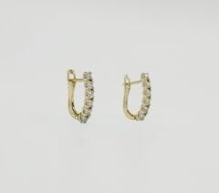 14K Gold Plated Shiny Stone U Hoop Küpe