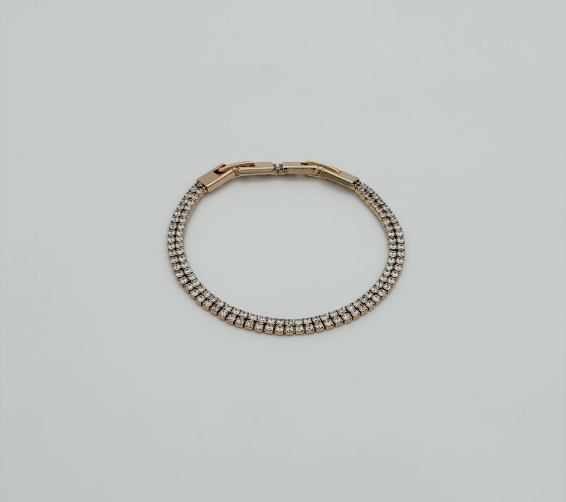 18K Rose Gold Plated Çift Sıra Su Yolu Bileklik