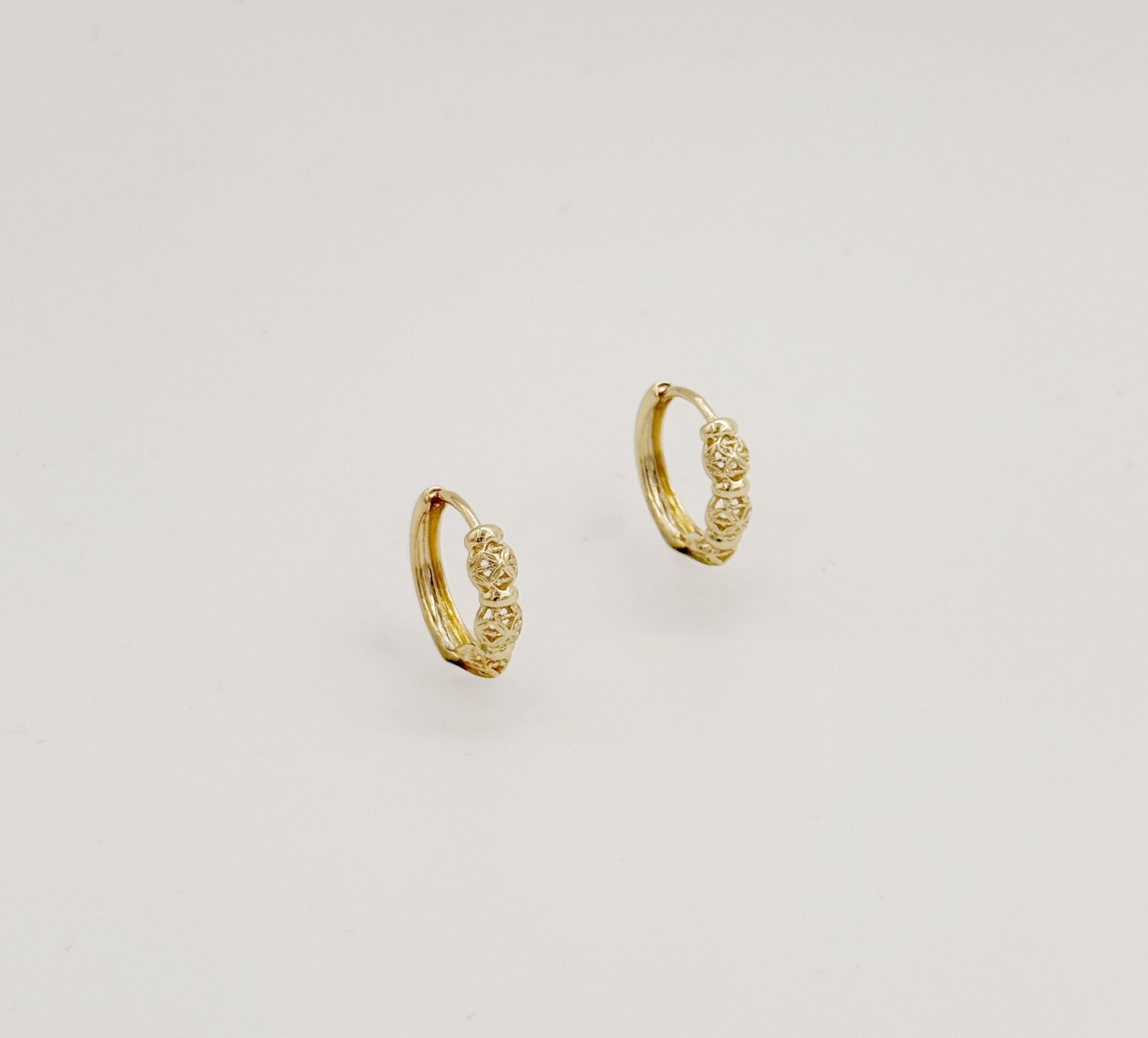 14K Gold Plated Ricamo İtaliano Hoop Küpe