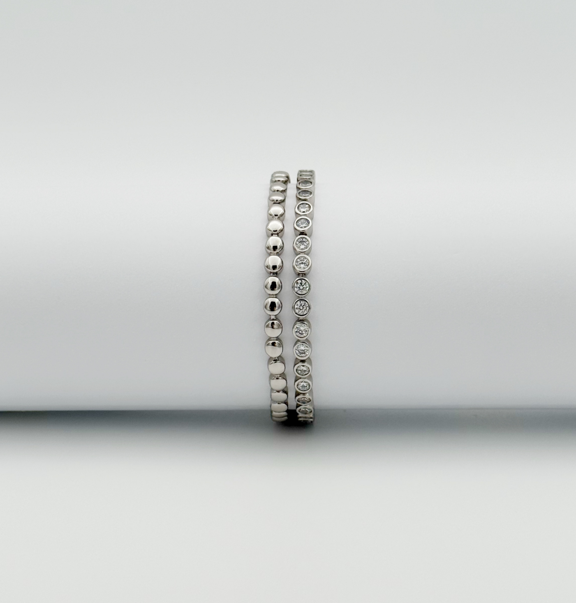 White Gold Plated Çift Görünüm Su Yolu Bileklik