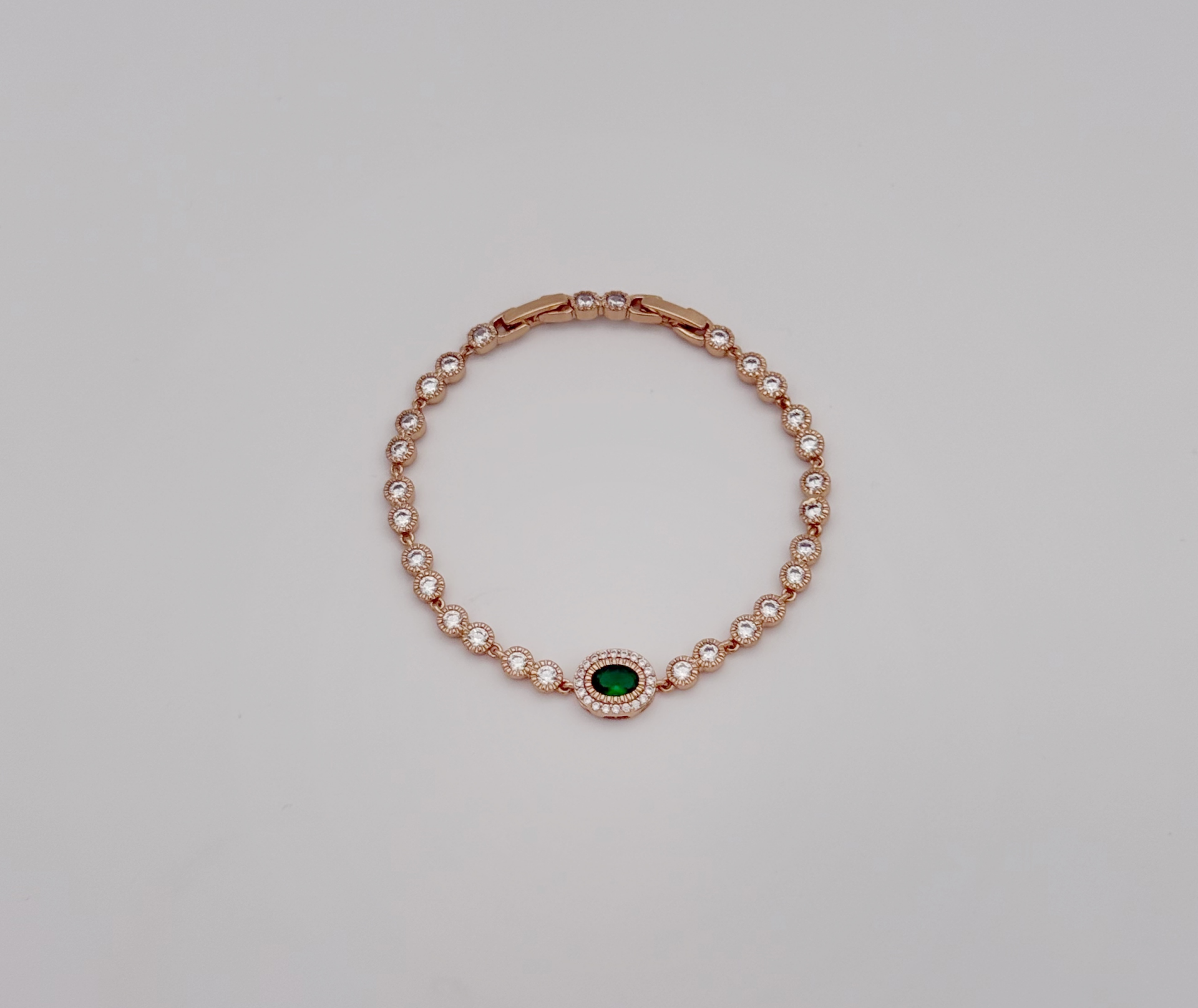 18K Rose Gold Oval Grassy Bileklik