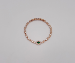 18K Rose Gold Oval Grassy Bileklik