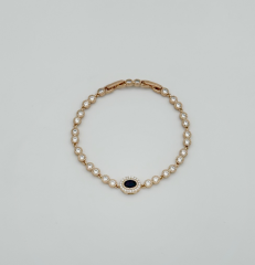 18K Rose Gold Oval Black Bileklik