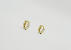 14K Gold Plated Solitaire Hoop Küpe