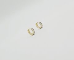 14K Gold Plated Baget Stone Hoop Küpe