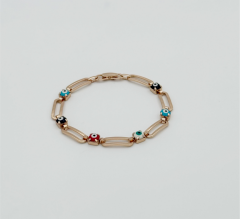 18K Rose Gold Plated Renkli Nazar Bileklik