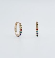 18K Rose Gold Plated Colorful Dream Hoop Küpe