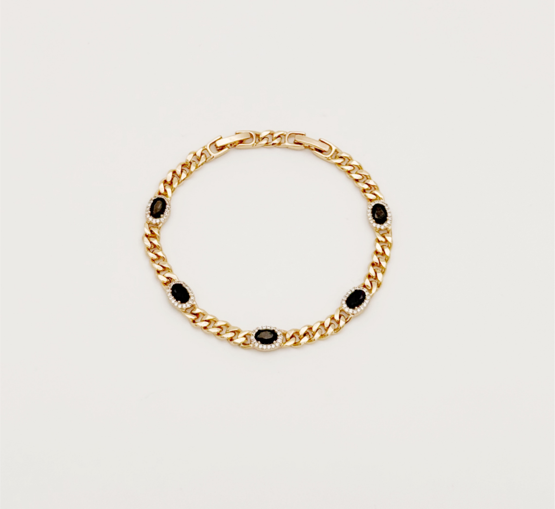 18K Rose Gold Plated Pente Black Bileklik