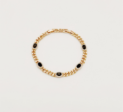 18K Rose Gold Plated Pente Black Bileklik