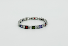 White Gold Plated Colorful Asia Baget Bileklik