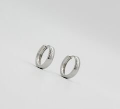 White Gold Plated Epais Hoop Küpe