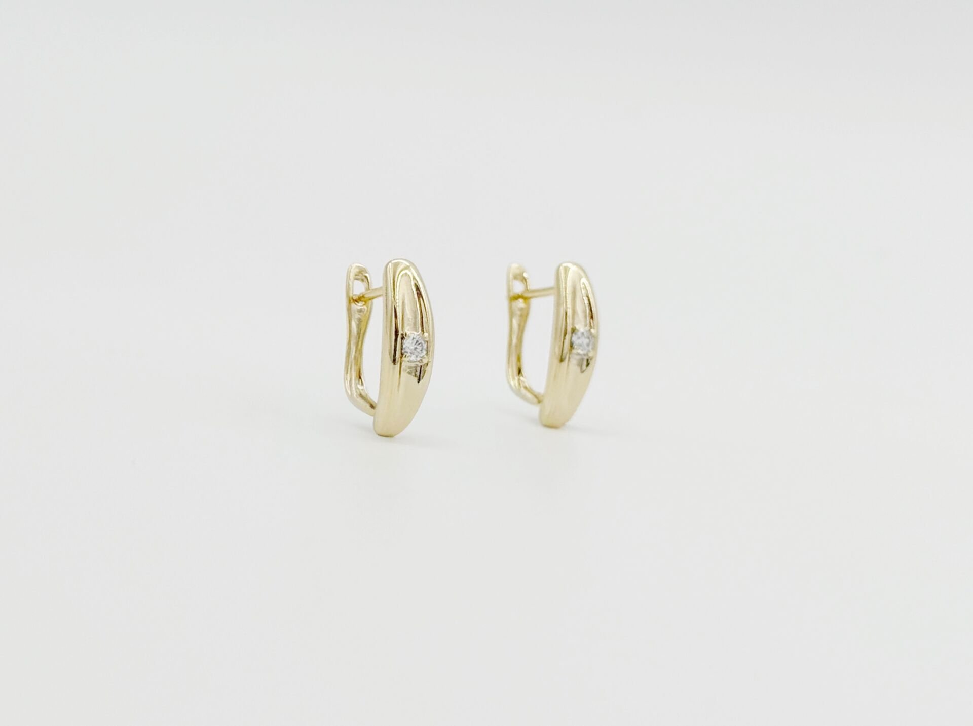 14K Gold Plated Glowy Stone Hoop Küpe