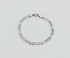 White Gold Plated Thiny Figaro Bileklik