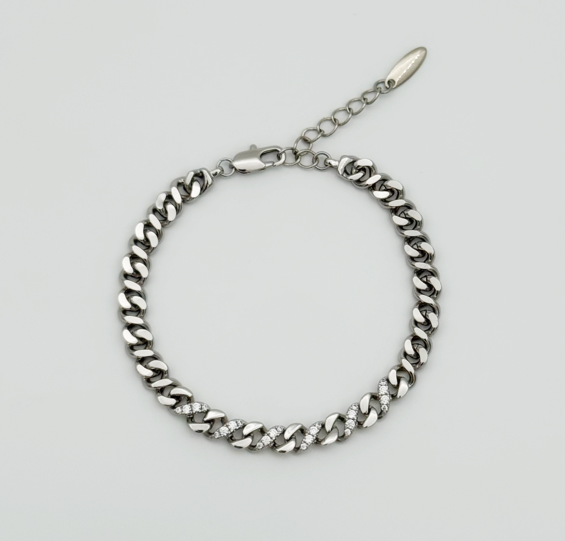 White Gold Plated Mini Taşlı Gurmet Bileklik