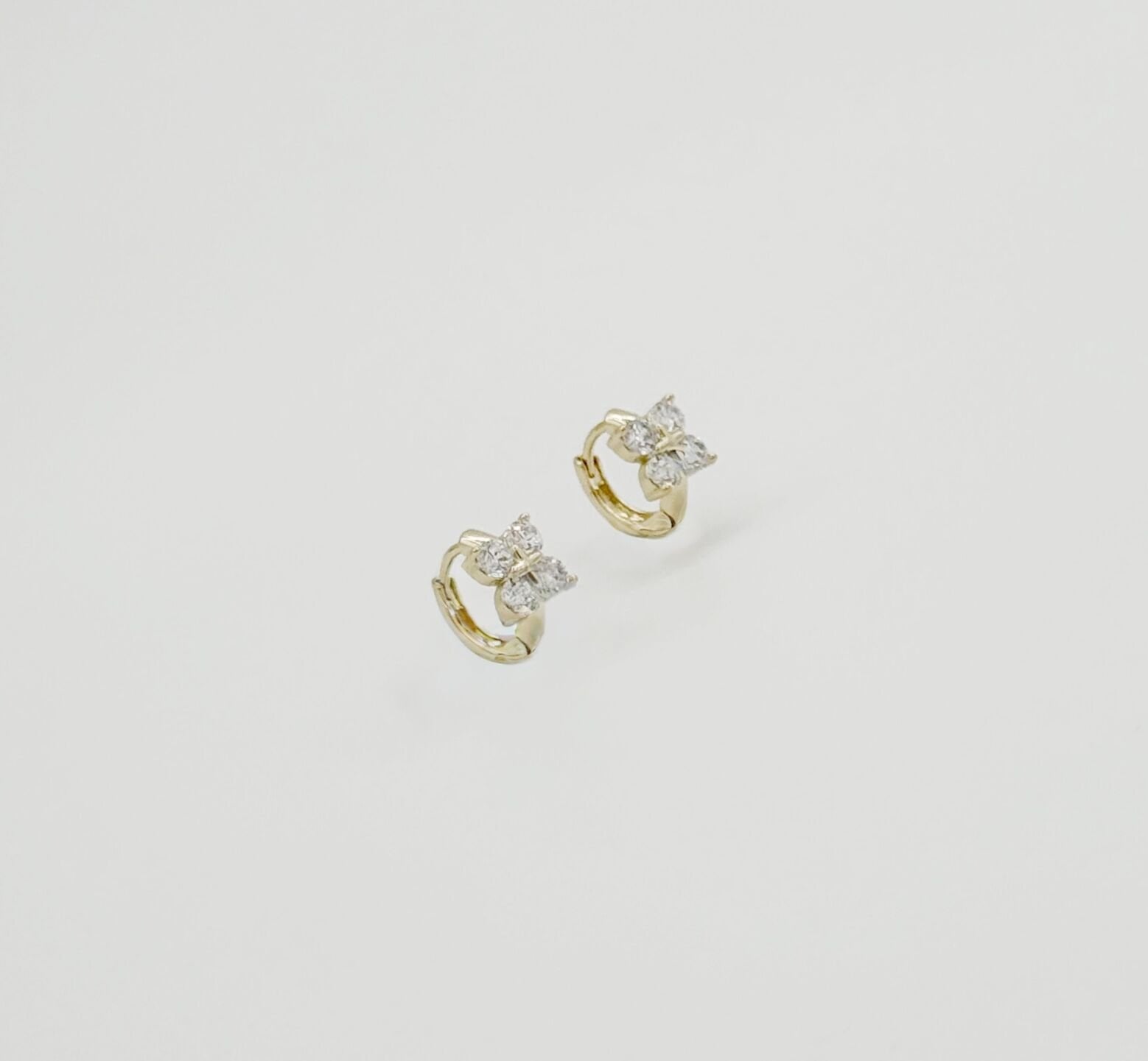 14K Gold Plated Trefle Hoop Küpe