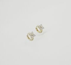 14K Gold Plated Trefle Hoop Küpe