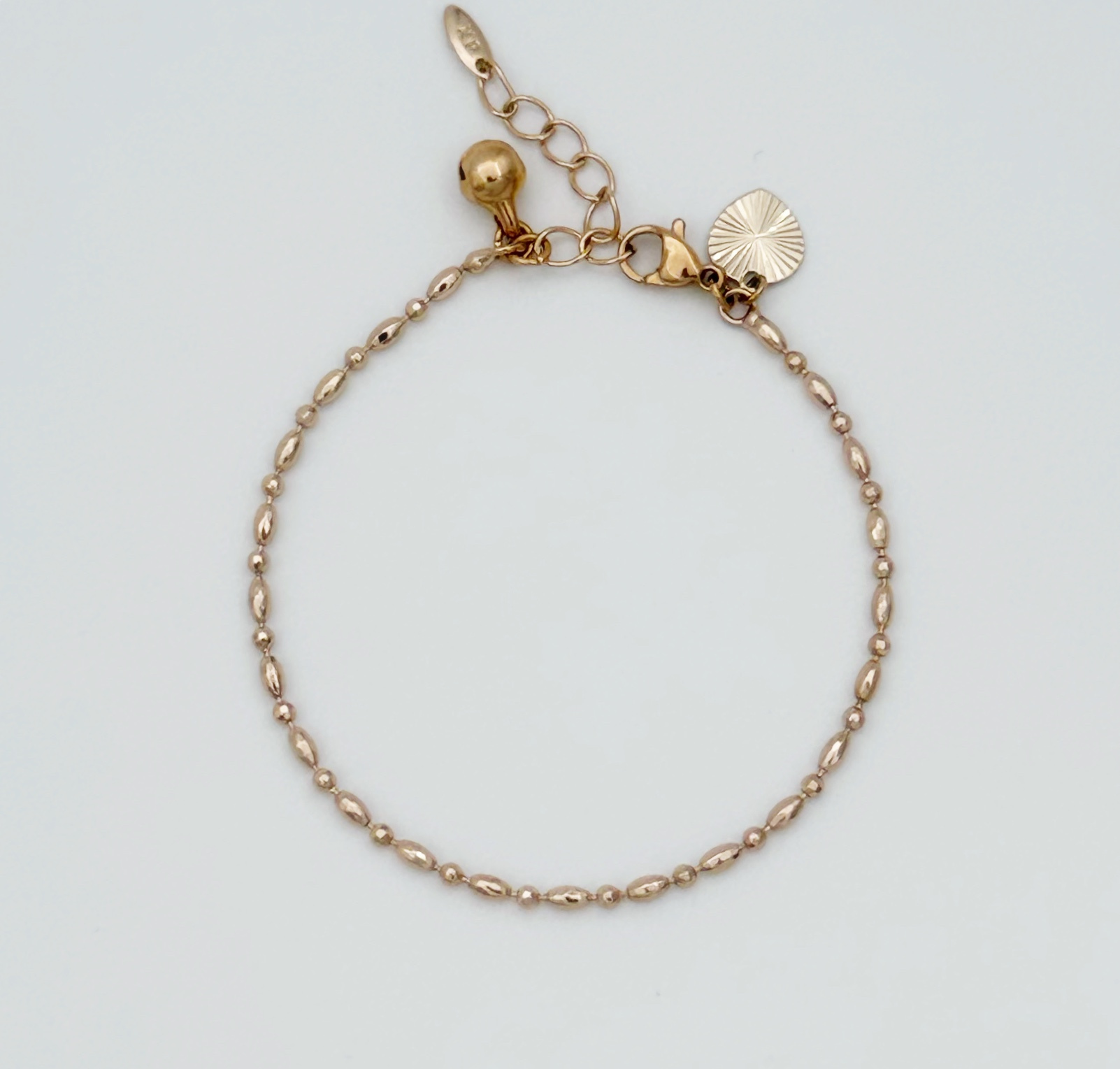 18K Rose Gold Plated Mini Badem İtalian Dorika Top Bileklik