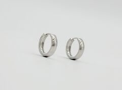 White Gold Plated Epais Hoop Küpe