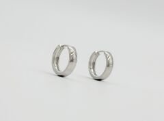 White Gold Plated Epais Hoop Küpe