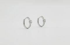 White Gold Plated Trapez Hoop Küpe