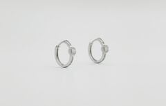 White Gold Plated Trapez Hoop Küpe