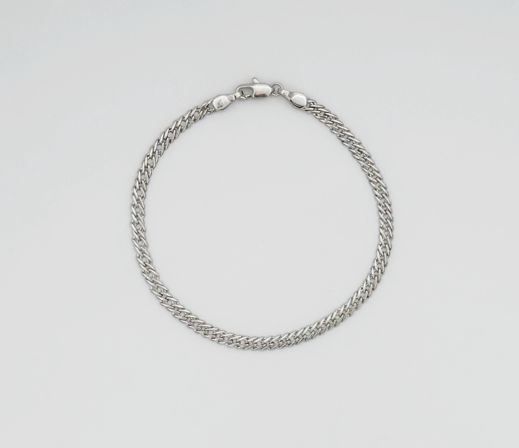 White Gold Plated Hasır Bileklik