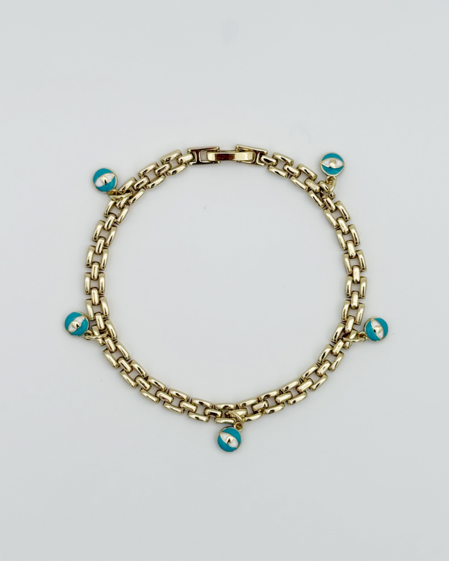 14K Gold Plated Mavi Mineli Göz Bileklik