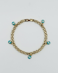 14K Gold Plated Mavi Mineli Göz Bileklik