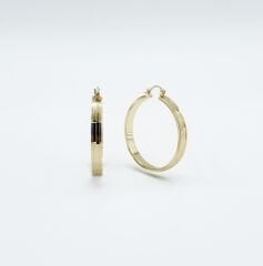 14K Gold Plated Stripe Pattern Hoop Küpe
