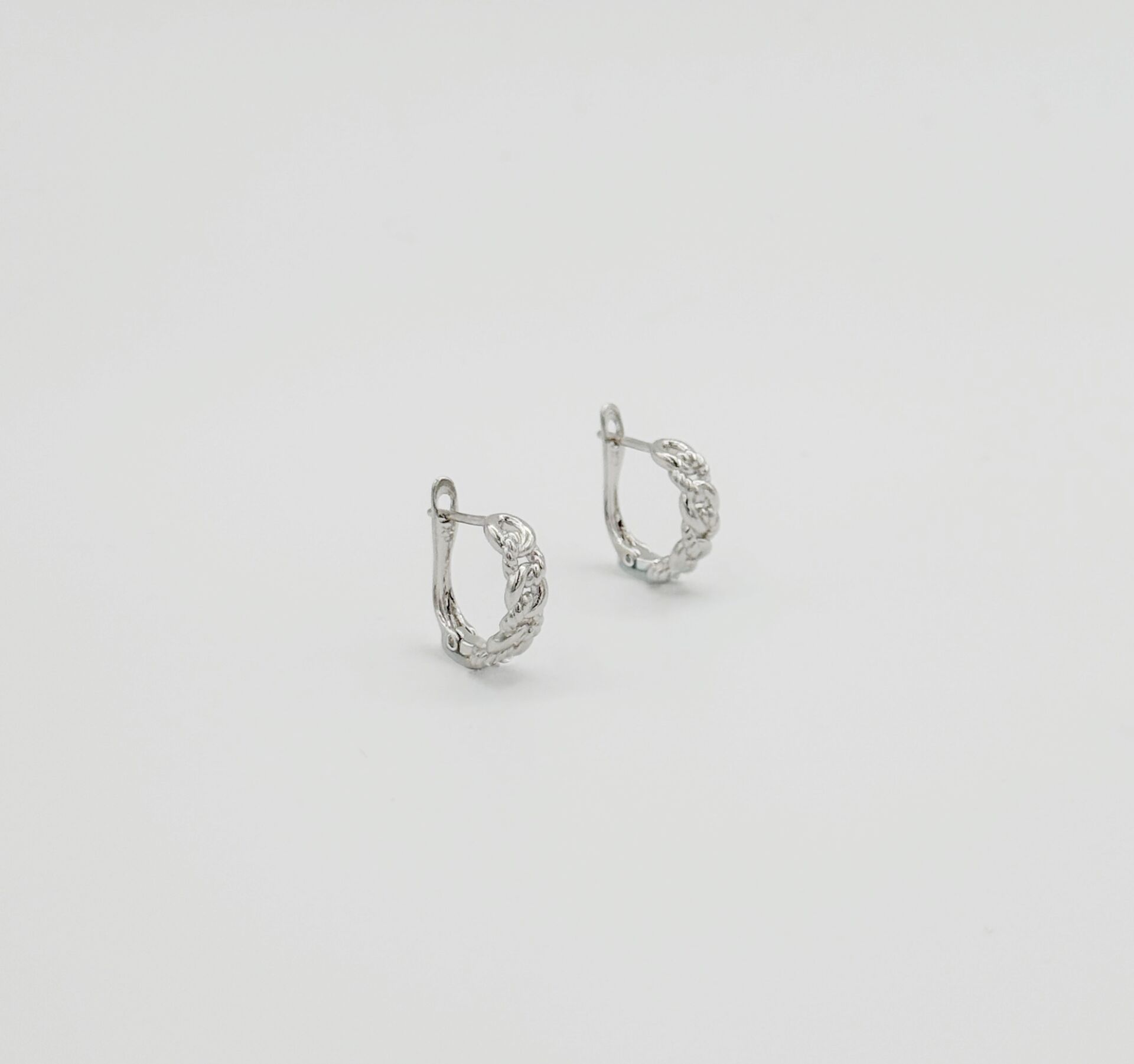 White Gold Plated Chain Hoop Küpe