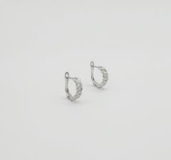 White Gold Plated Chain Hoop Küpe