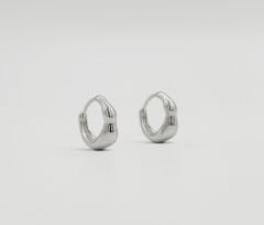 White Gold Plated Puffy Panier Hoop Küpe