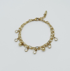 14K Gold Plated Sallantılı Ataç Bileklik