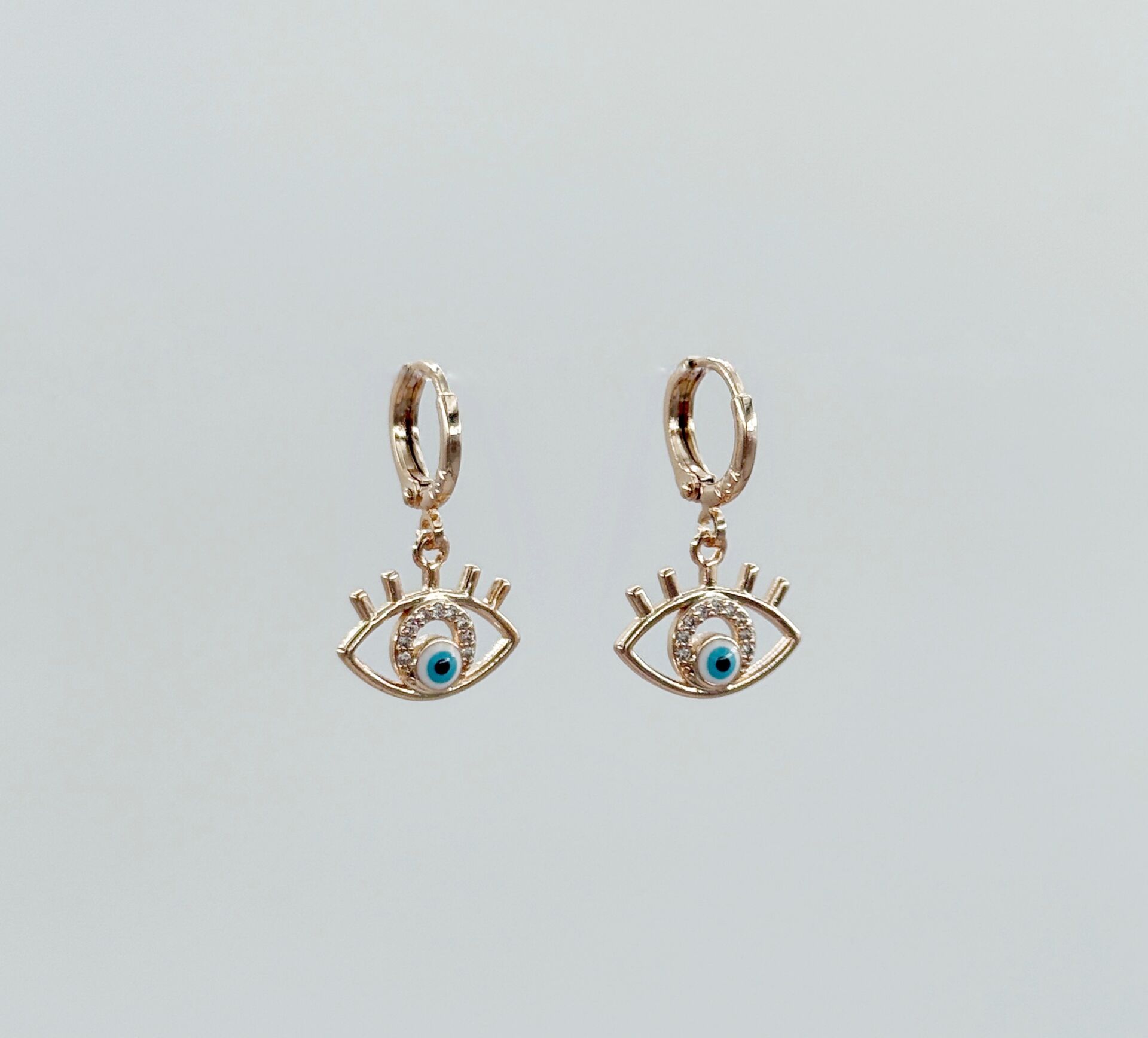 18K Rose Gold Plated Blue Eye Drop Küpe