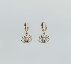 18K Rose Gold Plated Blue Eye Drop Küpe