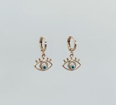 18K Rose Gold Plated Blue Eye Drop Küpe
