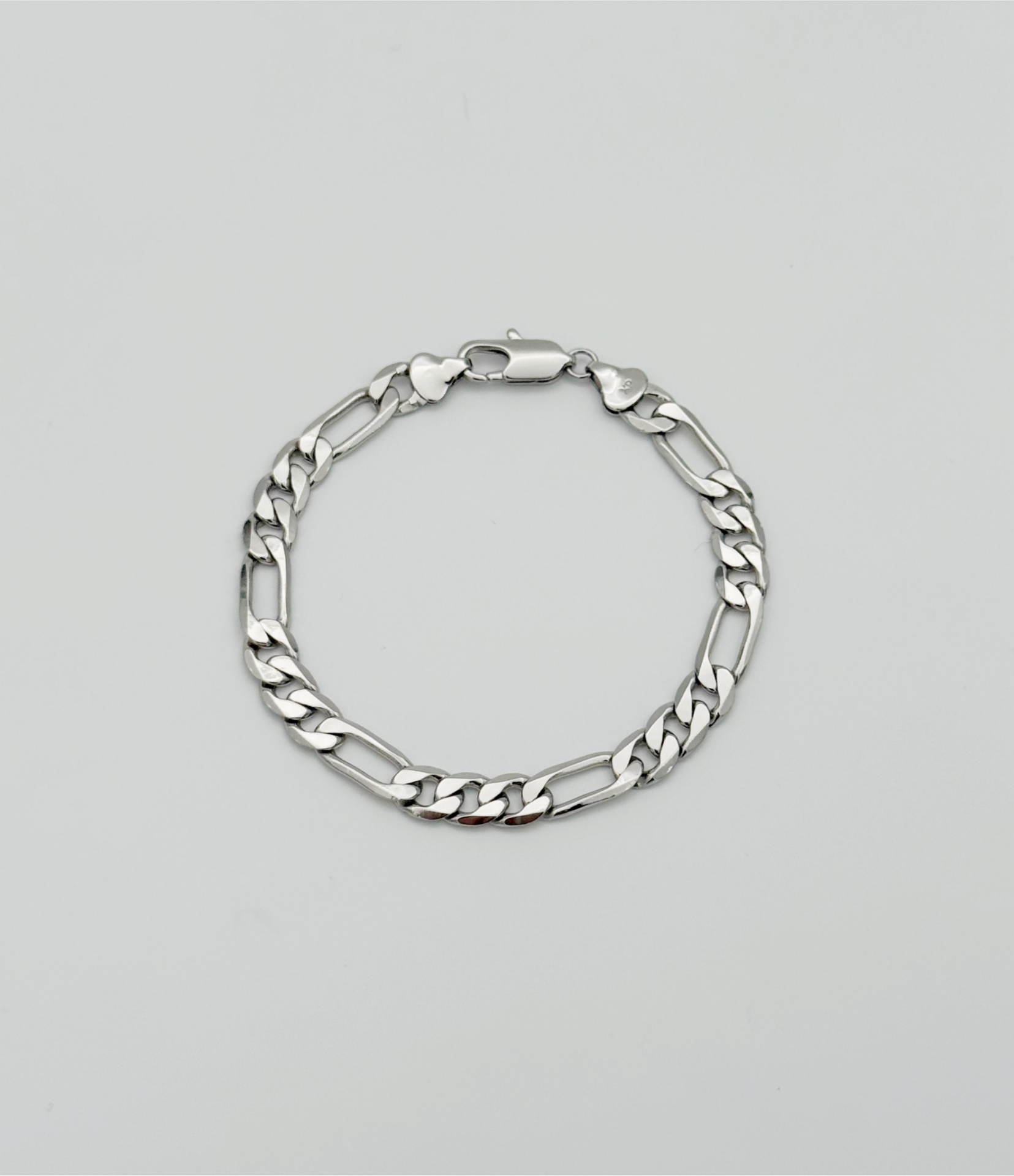 White Gold Plated Büyük Figaro Zincir Bileklik