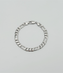 White Gold Plated Büyük Figaro Zincir Bileklik