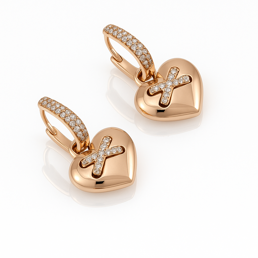 18K Rose Gold Plated Closed To Love Drop Küpe